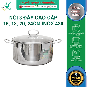 Mua Nồi inox Fivestar 3 đáy từ nắp kính 18cm - tặng 1 vá canh