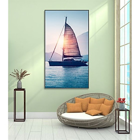 Hình ảnh Tranh Thuyền Và Biển - Khung sexy, tràn viền - 50x75cm