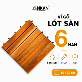 Vỉ Gỗ Lót Sàn Ban Công ANKAN 6 Nan Màu Vàng Nắng – Chống Trơn, Chịu Nước, Lót Sân Vườn, Hồ Bơi, Spa (1 Vỉ)