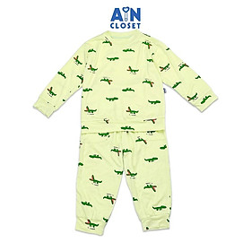 Bộ quần áo dài bé trai họa tiết Cá Sấu mint thun lụa - AICDBTJ0NEHW - AIN Closet