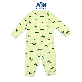 Bộ quần áo dài bé trai họa tiết Cá Sấu mint thun lụa - AICDBTJ0NEHW - AIN Closet