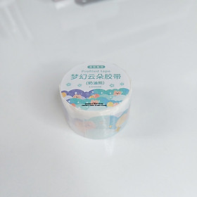 Washi tape Đám mây pastel 7 màu miếng dán sổ tay nhật ký bullet journal sổ còng văn phòng phẩm cute Lalunavn A83