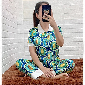 Độ Bộ Pijama Lụa Satin Cao Cấp Tiểu Thư Tay Ngắn Quần Dài (Phấn 1)