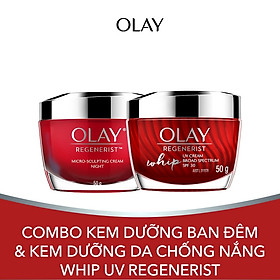 Combo Kem Dưỡng Ban Đêm Olay Regenerist 50g + Kem Dưỡng da chống nắng WHIP UV Regenerist
