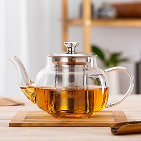 Mua Ấm pha trà thủy tinh chịu nhiệt cao cấp có lõi lọc inox 600ml