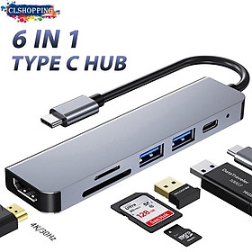 Bộ chia cổng USB 3.0 Otg 2 Usb C Hdmi Tf Sd 6 trong 1 cho máy tính