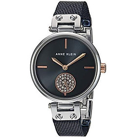 Anne Klein Women’s AK/3001GPBL Swarovski Crystal Accented Gold-Tone and Blue Mesh Bracelet Watch giá chỉ 1629000 VND