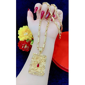 Dây Chuyền Nam Mạ Vàng 18k Cao Cấp Kiểu Dáng Lá Bài Rồng Đỏ