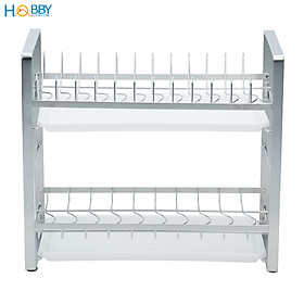 Kệ úp chén đĩa 2 tầng inox 304 có khay hứng nước Hobby home decor UCD