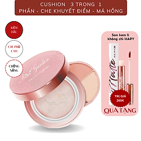 Phấn Nước Trang điểm Kiềm dầu Cushion Mini Garden 3 In 1 40+ PA+++, lớp nền mịn, tự nhiên tặng 1 son hapy