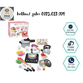 Bộ nấu ăn nhà bếp 36 chi tiết màu hồng xinh xắn đáng yêu sử dụng pin