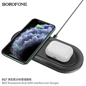 Sạc không dây kép Borofone BQ7 10W - Sạc nhanh-Hàng nhập khẩu