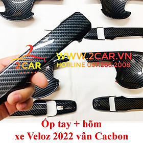 Ốp tay nắm, hõm cửa CARBON xe Toyota Veloz 2022 2023 vân cacbon cao cấp