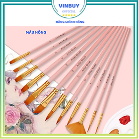 Bộ 12 Cây Cọ Vẽ Chuyên Dụng Cao Cấp VinBuy Để Vẽ Tranh Sơn Dầu, Màu Nước, Màu Acrylic, Hóa Trang Chuyên Nghiệp