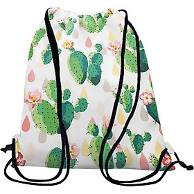 Túi Rút Unisex In Hình Cây Xương Rồng Và Hoa - BDHT092