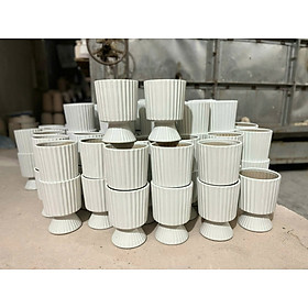 Chậu trồng cây Bình hoa lọ hoa dáng ly cắm hoa khô hoa giả trồng lan gốm sứ BT