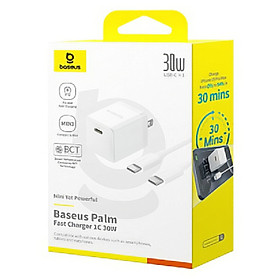 Mua Bộ sạc nhanh nhỏ gọn Baseus Palm 1C 30W Kèm cáp C to C 60w dài 1M - Hàng chính hãng
