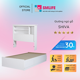 Giường gỗ cho bé 1m2 kết hợp giá sách hiện đại SMLIFE Shiva