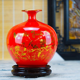 Mua Bình hút lộc  Lọ hoa hút lộc Mã Đáo Thành Công gốm sứ Bát Tràng hút tài lộc phong thuỷ vẽ bằng vàng 24K (tặng kèm đế)