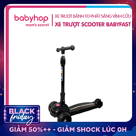 Xe trượt scooter Babyfast 3 bánh an toàn cho trẻ em của Babyhop chịu lực 90kg phù hợp cho cả bé trai và gái, bánh xe phát sáng vĩnh cửu, rèn luyện vận động, tăng chiều cao cho bé - Hàng chính hãng