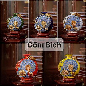 Mua Bình Hút Lộc Công Đào Phú Quý Vinh Hoa Men Màu Bình Phong Thủy Tài Lộc Gốm Sứ Bát Tràng
