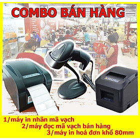 Bộ thiết bị quản lý shop thời trang: Máy in tem mã, máy in hóa đơn, máy quét mã vạch