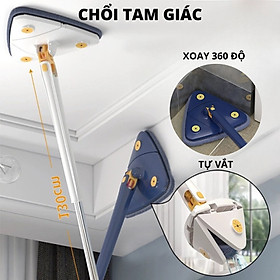 Cây Lau Nhà Tam Giác Lau Sàn, Chổi Lau Trần Nhà, Lau Kính Tự Xoay 360 Độ Đa Năng Tiện Lợi