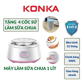 Máy Làm Sữa Chua 1 Lít Lên Men Tự Động Tặng 4 Cốc Sứ KONKA KS-SN01 - Hàng Chính Hãng