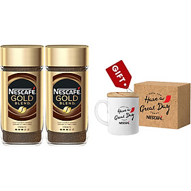 Combo 2 Cà Phê Arabica Nguyên Chất Hòa Tan NESCAFÉ GOLD Blend 100gr - Tặng Ly Sứ Nescafé Có Nắp Gỗ