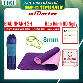 Thảm Tập YoGa Dày 8mm miDoctor CHỌN MÀU + Bao Thảm Tập Yoga + Dây Thảm Tập Yoga (Túi, Dây Giao Màu Ngẫu Nhiên)