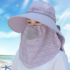 Nón chống nắng vành nón rộng mát có khẩu trang 2 lớp bảo vệ sức khỏe kèm dây thắt dễ dàng sử dụng