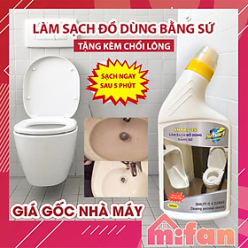 Làm Sạch Tẩy Trắng Đồ Dùng Bằng Sứ SMART TS - Bồn Cầu, Bồn Tắm, Bồn Rửa - Trắng Ngay Sau 5 Phút Không Cần Cọ Rửa - Tặng Kèm Chổi Lông -                      