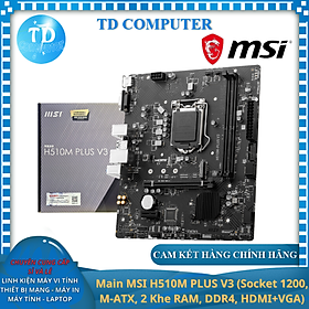 Hình ảnh Main MSI H510M B (Socket 1200, M-ATX, 2 Khe RAM, DDR4, HDMI+VGA) - Hàng chính hãng DigiWorld phân phối