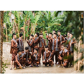 (Sẵn Hỏa Tốc) Bộ Đồ Bà Ba Phi Bóng Nam Nữ Màu Vàng Phối Xanh Và Nâu