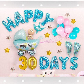 Hình ảnh Set bong bóng phụ kiện trang trí tiệc đầy tháng, full month, happy 30 days cho bé trai bé gái - BOBABO