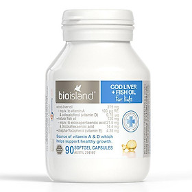 Bio Island Cod Liver + Fish Oil Kids 90 Capsules