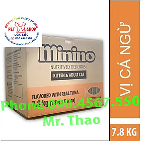 Thức ăn cho mèo Minino Tuna Flavored thùng 7,8kg (6 túi*1,3kg) - Tặng 4 khẩu trang vải