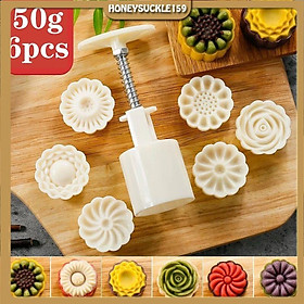Mua Combo Khuôn Nén Lò Xo Làm Bánh Trung Thu Và 6 Mặt 50gr Hoa 3D Nổi Đẹp Mắt Mẫu 1