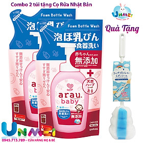 Combo Tiết Kiệm Unmei - Bộ 2 Túi Nước Rửa Bình Sữa Arau Baby 450ml tặng 1