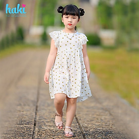 Váy bé gái sát nách phối ren tay tiểu thư HK513, váy thiết kế cho bé gái HAKI, đầm hè cho bé từ 0-8 tuổi (khoảng 10-27kg)