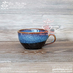 Mua Ly tách sứ uống cafe capuchino 220ml men hỏa biến màu thiên thanh gốm sứ Bát Tràng cao cấp