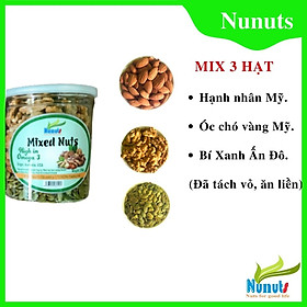 MIX HẠT DINH DƯỠNG NUNUTS 3 LOẠI (NHÂN ÓC CHÓ, BÍ XANH, HẠNH NHÂN) HŨ 250G