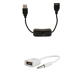 3.5mm Male AUX Audio Plug Jack to USB 2.0 Female Converter Cable for Car+USB A