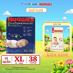 Tã quần Huggies Naturemade ban đêm XL 38 miếng