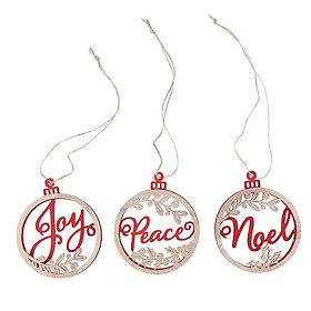 3 Pieces Christmas Wooden Pendants  Tree Hanging Tags Ornaments Decor