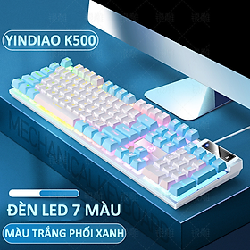 Bàn phím giả cơ YINDIAO K500 đa dạng màu sắc kèm theo đèn led 7 màu xuyên phím dành cho game thủ - Hàng Chính Hãng