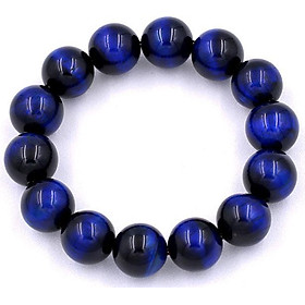 Chuỗi hạt đeo tay đá mắt hổ xanh đen 14 ly - Vòng chuỗi đeo tay đá phong thủy