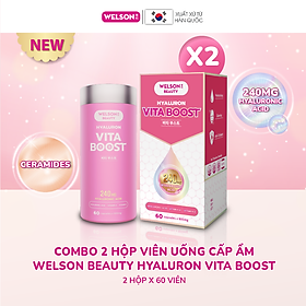 Combo 2 hộp Viên uống HA cấp ẩm trắng da Welson Beauty Hyaluron Vita Boost