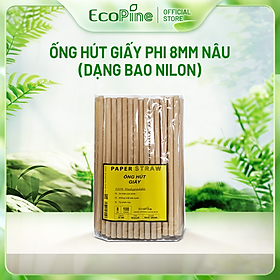 Mua Bịch 100 ống hút giấy phi 8mm nâu kraft ECOPINE