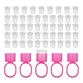 50Pcs Disposable Plastic Ink Nail Polish Ring Holder Caps Cups Body Art Supplies